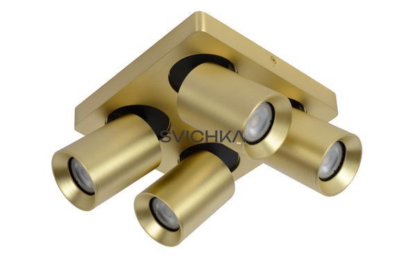 Потолочный точечный светильник Lucide NIGEL LED Dim to warm GU10 4x5W 2200K/3000K Matt Gold / Brass