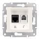 Телефонна + комп'ютерна розетка RJ45 UTP кат.5е Schneider Electric Sedna, слоновая кость, Слонова кістка
