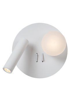Бра Lucide MATIZ LED 3000K With USB charging point White, WHITE, Білий, Прозорий, Білий