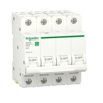 Автоматичний вимикач RESI9 Schneider Electric 25 А, 4P, крива, 6кА
