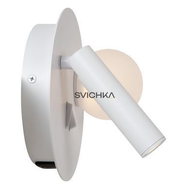 Бра Lucide MATIZ LED 3000K With USB charging point White, WHITE, Білий, Прозорий, Білий