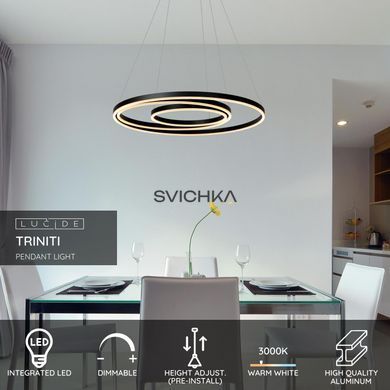 Подвесной светильник Lucide TRINITI &Oslash; 80 cm LED Dim. 3000K Black