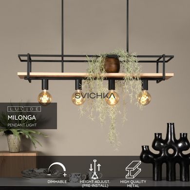 Подвесной светильник Lucide MILONGA 4xE27 Black