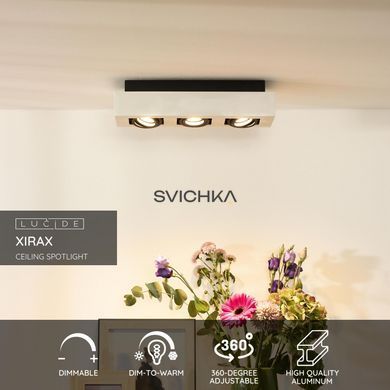 Потолочный точечный светильник Lucide XIRAX LED Dim to warm GU10 3x5W 2200K/3000K White