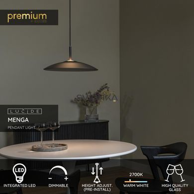 Підвісний світильник Lucide MENGA &Oslash; 40 cm LED Dim. 1x11W 2700K Smoke Grey, Smoke Grey, Димчатий, Димчатий