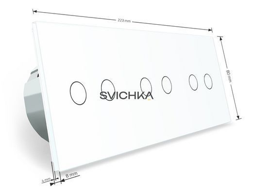 Розумний сенсорний ZigBee вимикач 6 сенсорів (2-2-2) Livolo білий (VL-C702Z/C702Z/C702Z-11)