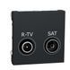 Розетка R-TV SAT Schneider Electric Unica New прохідна, 2 модулі, антрацит, Антрацит