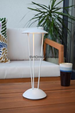 Акумуляторна настільна лампа для дому та вулиці Lucide RENEE Battery pack/batteries &Oslash; 12,3 cm LED Dim to warm 1x2,2W 2700K/3000K IP54 With wireless charging pad White, WHITE