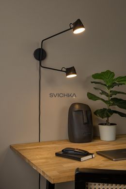 Настінний світильник Lucide MILNE LED Dim. 2x8W 2700K Black, BLACK, Чорний, Чорний