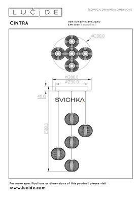 Підвісний світильник Lucide CINTRA &Oslash; 32 cm LED Dim. 5x4,7W 2700K Transparant, Transparant