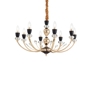 Підвіс (люстра) Ideal Lux VANITY SP8, Чорний; Золотий, Чорний, Золото, Золотий, Чорний