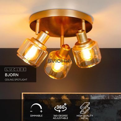 Потолочный точечный светильник Lucide BJORN &Oslash; 38 cm 3xE14 Matt Gold / Brass