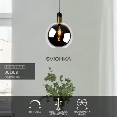Підвісний світильник Lucide JULIUS &Oslash; 28 cm 1xE27 Smoke Grey, Smoke Grey