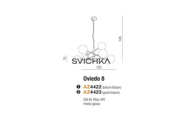 Підвісний світильник Azzardo OVIEDO 8, Чорний, Чорний, Білий