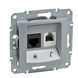 Телефонна + комп'ютерна розетка RJ45 UTP кат.5е Schneider Electric Sedna, алюминий, Алюміній