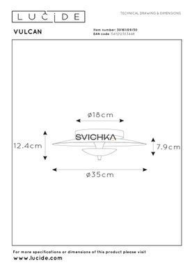 Потолочный светильник Lucide VULCAN &Oslash; 35 cm LED Dim. 1x9W 3000K Black