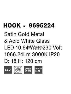 Підвісний світильник Nova luce 9695224 HOOK, Gold