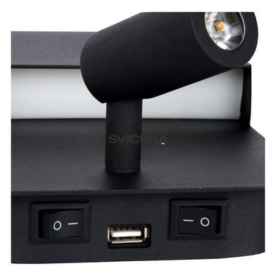 Бра Lucide BOXER LED 3000K With USB charging point Black, BLACK