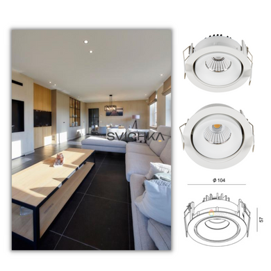 Врізний точковий світильник LED 4000К DA-6490BR-NW, Білий, Білий
