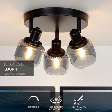 Стельовий точковий світильник Lucide BJORN &Oslash; 38 cm 3xE14 Black, BLACK