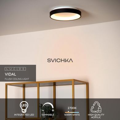 Потолочный светильник Lucide VIDAL &Oslash; 28 cm LED Dim. 1x20W 2700K Black