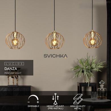 Підвісний світильник Lucide DANZA 3xE27 Matt Gold / Brass, Matt Gold / Brass