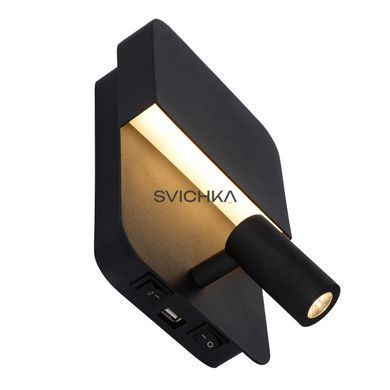 Бра Lucide BOXER LED 3000K With USB charging point Black, BLACK