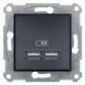 USB розетка Schneider Electric Asfora 2,1A, антрацит, Антрацит