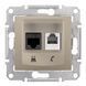 Телефонна + комп'ютерна розетка RJ45 UTP кат.5е Schneider Electric Sedna, титан, Титан