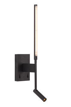 Настінний світильник Lucide FINAN LED 2700K With USB charging point Black, BLACK, Чорний, Опал