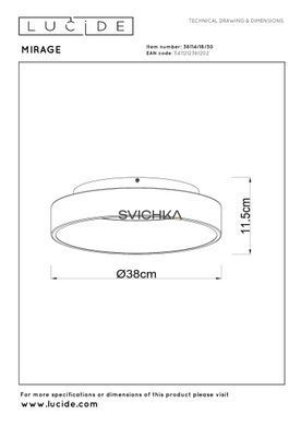 Потолочный светильник Lucide MIRAGE &Oslash; 38 cm LED Dim. 1x22W 2700K Black