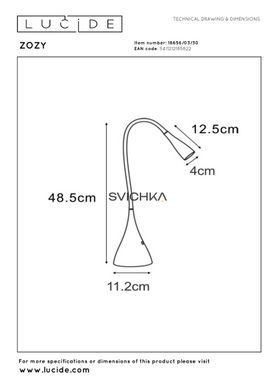 Настільна лампа Lucide ZOZY LED Dim. 1x4W 3000K Black, BLACK