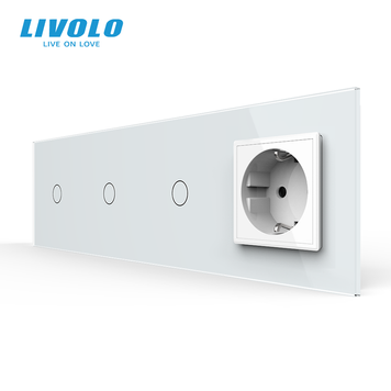 Сенсорный выключатель 3 сенсора 1 розетка Livolo