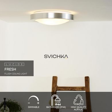 Потолочный светильник для ванной Lucide FRESH &Oslash; 35 cm 2xE27 IP44 Satin Chrome