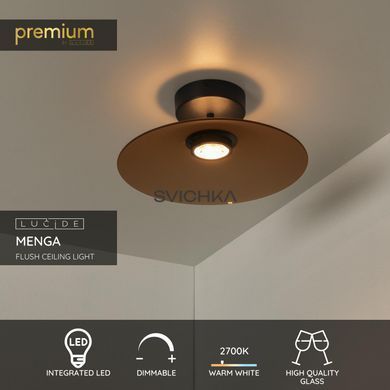 Стельовий світильник Lucide MENGA &Oslash; 40 cm LED Dim. 1x11W 2700K Amber, Amber, Бурштинний, Бурштинний