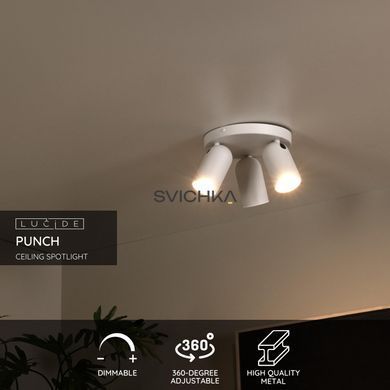 Потолочный точечный светильник Lucide PUNCH &Oslash; 21 cm 3xGU10 White