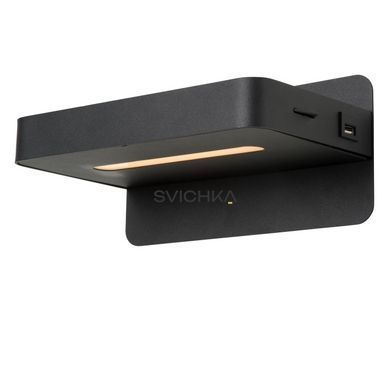 Бра Lucide ATKIN LED 1x6W 3000K With USB charging point Black, BLACK