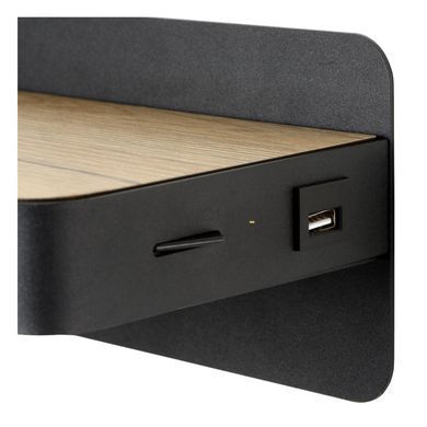 Бра Lucide ATKIN LED 1x6W 3000K With USB charging point Black, BLACK