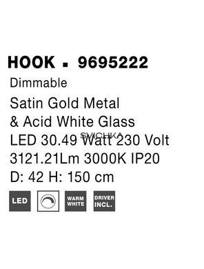 Підвісний світильник Nova luce 9695222 HOOK, Gold