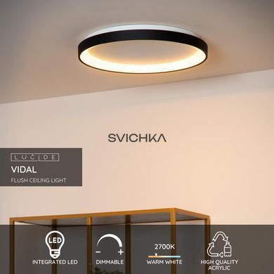 Потолочный светильник Lucide VIDAL &Oslash; 48 cm LED Dim. 1x38W 2700K Black