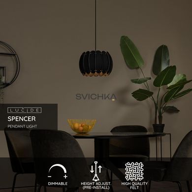 Подвесной светильник Lucide SPENCER &Oslash; 30 cm 1xE27 Black