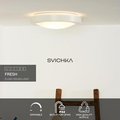 Потолочный светильник для ванной Lucide FRESH &Oslash; 35 cm 2xE27 IP44 White