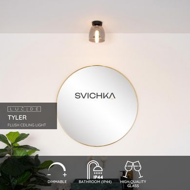 Стельовий світильник для ванної Lucide TYLER &Oslash; 16,1 cm 1xG9 IP44 Black, BLACK, Димчатий, Димчатий