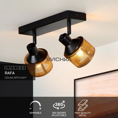 Потолочный точечный светильник Lucide RAFA 2xE14 Black