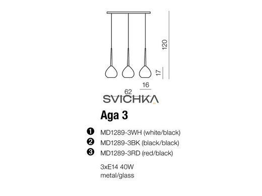 Подвесной светильник Azzardo MD1289-3BK AGA 3 pendant black (AZ1064)
