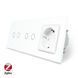 Умный сенсорный ZigBee выключатель 4 сенсора (2-2) 1 розетка Livolo белый стекло (VL-C702Z/C702Z/C7C1EU-11)