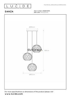 Подвесной светильник Lucide DANZA &Oslash; 50 cm 3xE27 Black