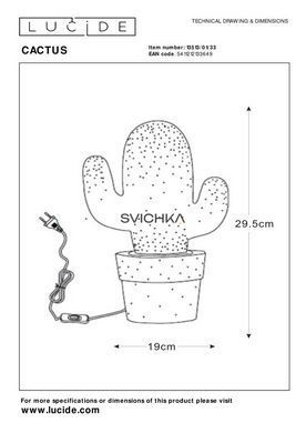 Настільна лампа Lucide CACTUS 1xE14 Green, Green