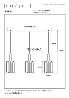 Подвесной светильник Lucide RAFAL 3xE27 Grey