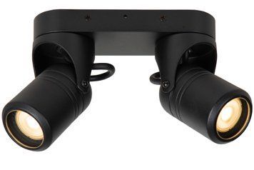 Стельовий точковий світильник для дому і вулиці Lucide NIORT 2xGU10 IP44 Black, BLACK, Чорний, Чорний